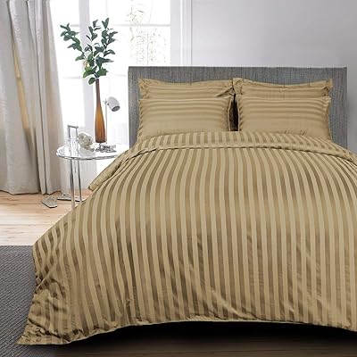 Ensemble de housses de coussin à rayures en satin king tex, marron, taille