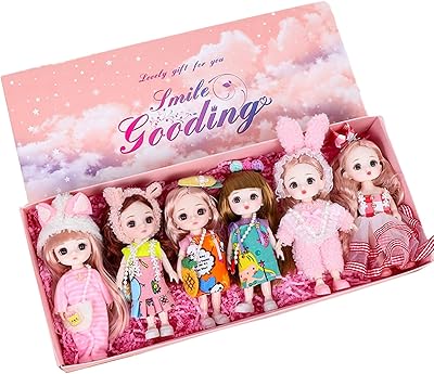 Mini poupées élégantes petite princesse, coffret cadeau de 6 pour filles