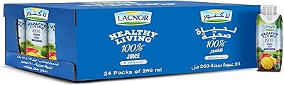 Lacnor healthy living 100 % jus de mangue, sans sucre ajouté, 250 ml