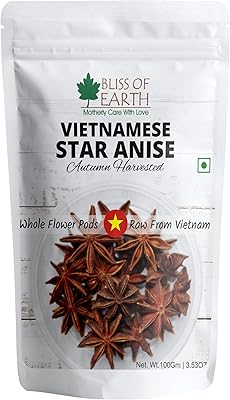 Bliss of earth 100 g d'épices entières d'anis étoilé, chakra phool, badiyan vietnamien