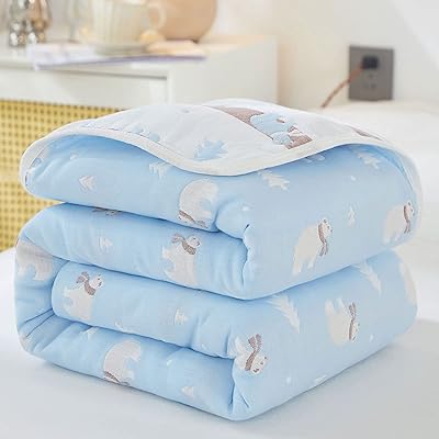Couverture de lit en pur coton 6 couches, couverture en fil de coton