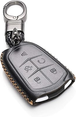 Étui de clé intelligent sans en cuir véritable vitodico avec porte-clés pour cadillac