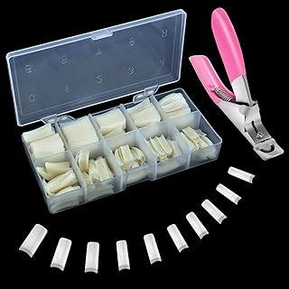 Faux ongles en acrylique naturel au design français avec coupe-ongles et sac