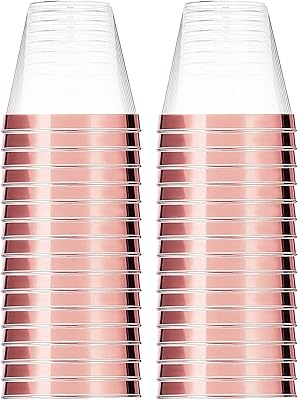 Beauté 30 pièces gobelets jetables en plastique or rose à paillettes gobelets en plastique transparent pour fête de mariage thanksgiving noël. Diaytar : L'excellence du service, la douceur des prix