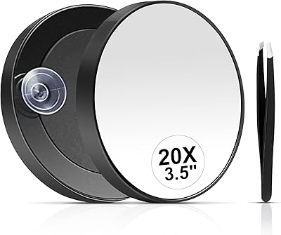 Miroir grossissant meadeva 20x, miroir grossissant 20x avec ventouse et pince à épiler