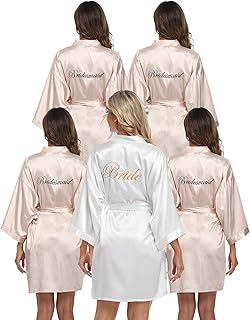 Ensemble de 5 pièces de robe kimono en satin pour femmes, robe