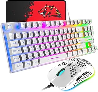 Combo clavier et souris de jeu, clavier compact à sensation mécanique rétroéclairé arc-en-ciel
