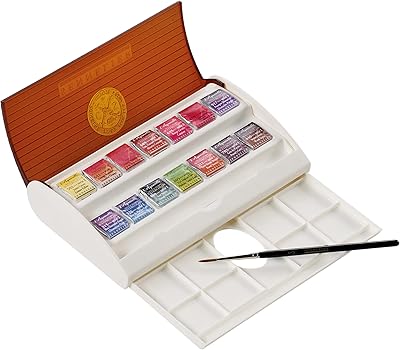 Coffret de voyage en plastique aquarelle senlier pour artistes français, lot de 14