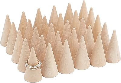 Finger springear 30 pièces porte-bague en bois cône présentoir à bijoux