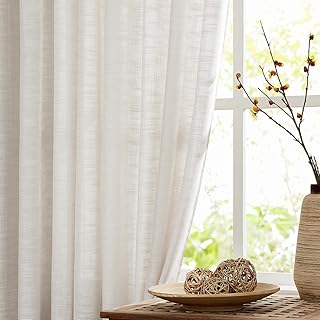 Fm functex rideaux en lin transparent pour salon, très longs 108", rideaux