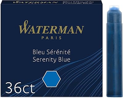 Cartouches d'encre rechargeables waterman pour stylo plume | standard international (court) | bleu