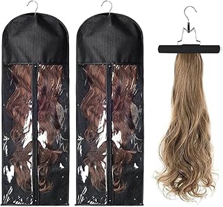 Goodern 2 pièces sac de rangement pour extensions de cheveux avec cintre