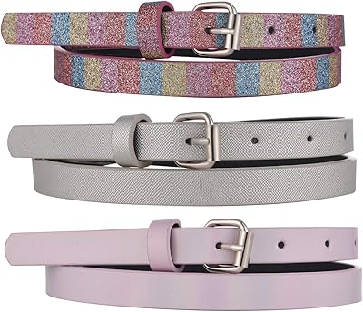 Ensemble de ceinture arc-en-ciel pour fille 3 pièces noir et argent