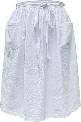Tabliers de chef unisexes en coton rétro blanc, court, 2 poches, demi-tablier
