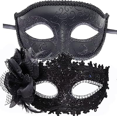 Ensemble de masques vénitiens du mardi gras pour couples, masque à fleurs latérales