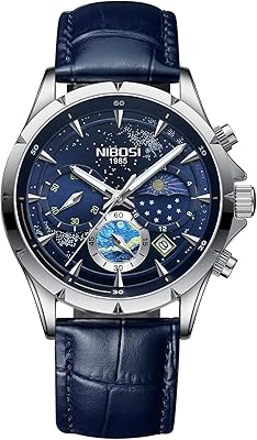 Montres à quartz analogiques à cadran étoilé pour hommes, montre chronographe élégante