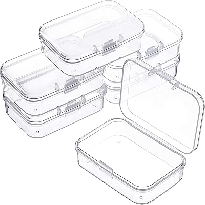 Alykdon 6 pièces petits récipients de stockage de perles en plastique transparent