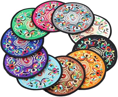 8 pièces de dessous de verre brodés en brocart lavables, coussin d'isolation thermique