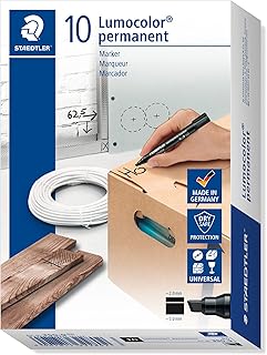 Marqueur stedtler lumicolor 350-9 pointe biseautée large rechargeable noir boîte de 10