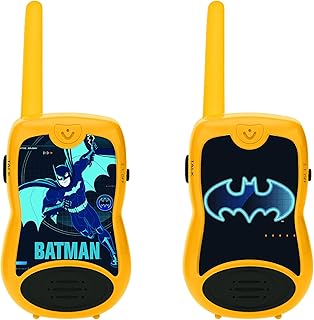 Talkie-walkie lexibook batman tw12bat avec clip ceinture pour le transport, batterie, noir/jaune
