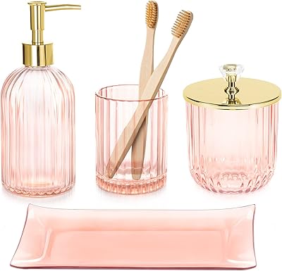 Un ensemble d'accessoires de salle de bain en verre de 4 pièces comprenant
