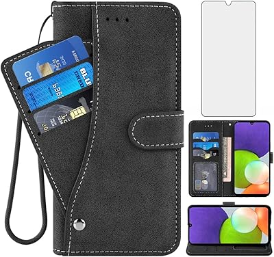 Aswish étui portefeuille pliable en verre trempé avec protection d'écran et porte-cartes