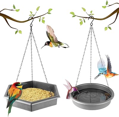 Mangeoire à oiseaux suspendue - bain d'oiseaux pour chiens, mangeoire 2 en 1