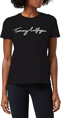 T-shirt graphique à col rond heritage tommy hilfiger pour femmes, schwarz