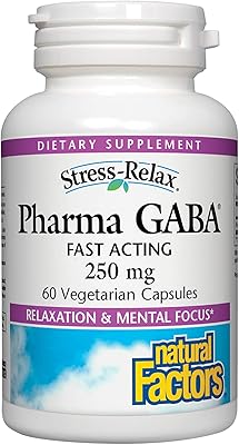 Facteurs naturels, gélules stress-relax pharma gaba, 250 mg, 60 gélules végétariennes