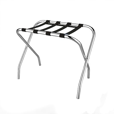 Porte-bagages pliant chromé - porte-valise pliable durable avec sangles en nylon noir