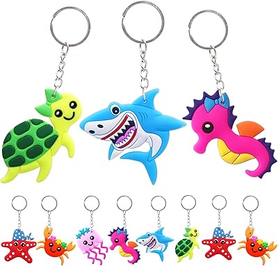 24 pièces porte-clés de dessin animé pendentif décoration de fête du monde marin