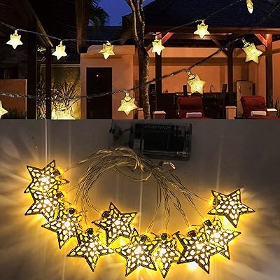 Guirlande lumineuse ramadan et eid, décorations eid mubarak, guirlande lumineuse étoile féerique