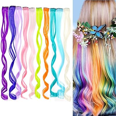 Extensions de cheveux bouclés ondulés colorés pour filles, femmes et enfants, extensions