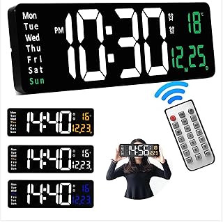 Grande horloge murale numérique horloges murales de 1625 pouces avec télécommande date