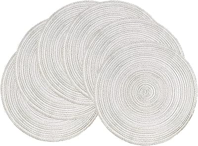 Ensemble de nappes rondes tissées 6 pièces 14,9" chemins de table ronds