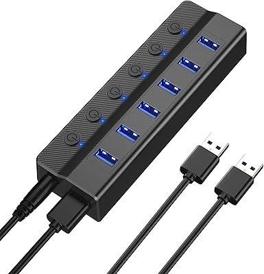 Hub usb 3.0 à 6 ports hub pour ordinateur portable avec interrupteurs marche-arrêt