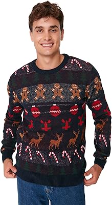 Pull tricoté de noël pour hommes trendyol avec col rond coupe ajustée