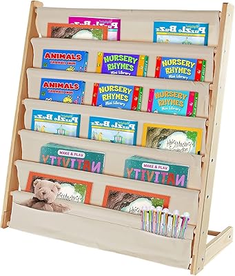Bibliothèque pour enfants bibliothèque pour enfants à 6 couches beige naturel étagère