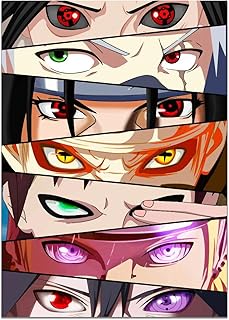Affiche animée des yeux de naruto et sasuke, impression haute résolution sur toile