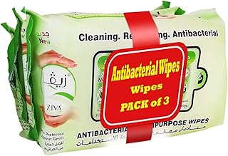Lingettes humides antibactériennes multi-usages ziva - 80 lingettes, paquet de 3