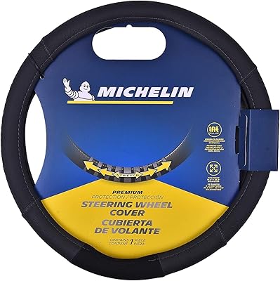 Couvre-volant de luxe en cuir artificiel michelin, noir