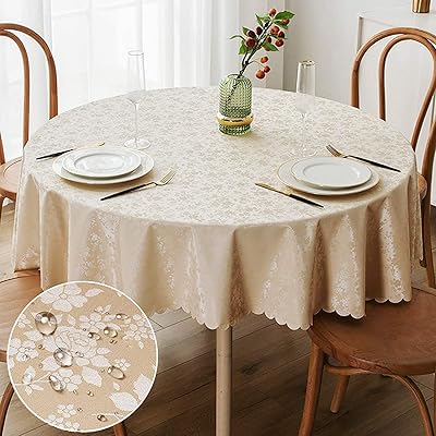 Chemin de table rond nappe en vinyle imperméable et robuste housse essuyable