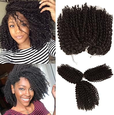 8" extension de cheveux courts bouclés au crochet marley bob jerry curl naturel