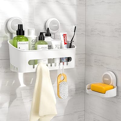 Ensemble de salle de bain à ventouse de luxe panier d'étagère de douche