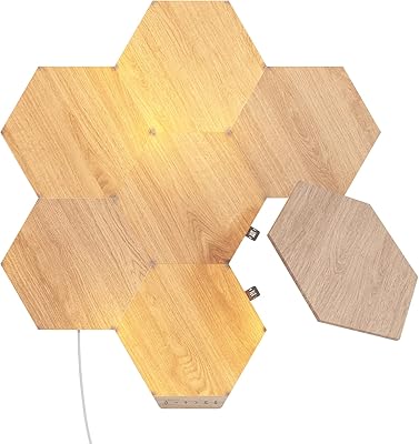 Nano leaf elements kit de démarrage hexagonal en bois de bouleau 7 pièces