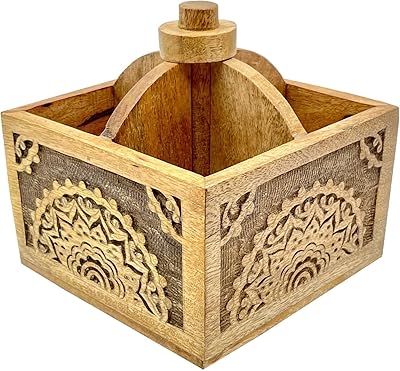 Souk designs support à cuillères en bois rustique - support à cuillères sculpté