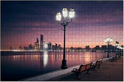Paysage urbain d'abu dhabi à l'aube 1000 pièces puzzle en bois pour adultes