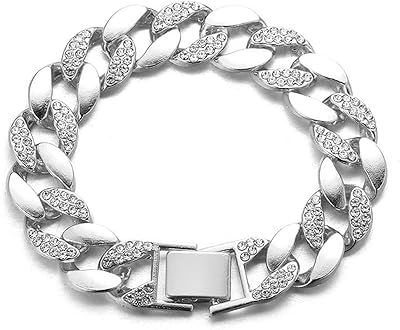 Chaîne à maillons cubains glacés halukaca pour hommes, collier et bracelet plaqué platine