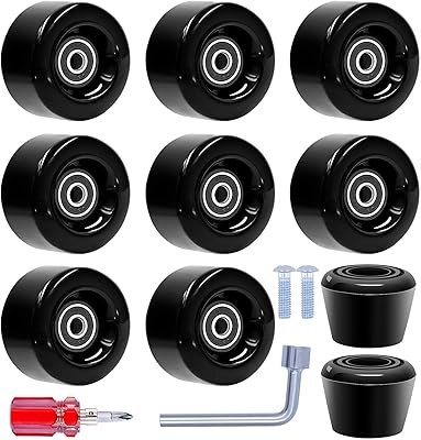 Roues de patins à roulettes avec roulements montés et 2 joints d'orteil
