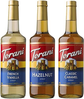 Sirop torani vanille française, noisettes et caramel - paquet de 3